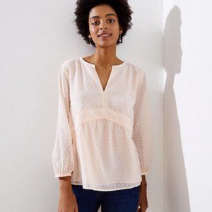 Swiss Dot Long Sleeve Peplum Top